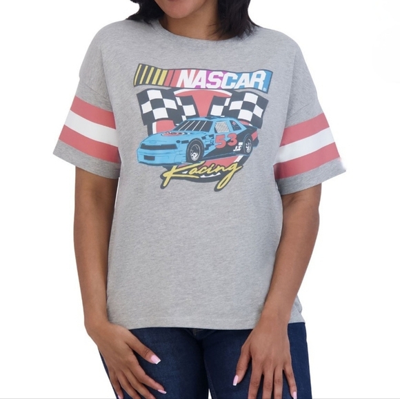 NASCAR Racing Licensed Varsity Graphic Tee Grey M - Picture 10 of 10